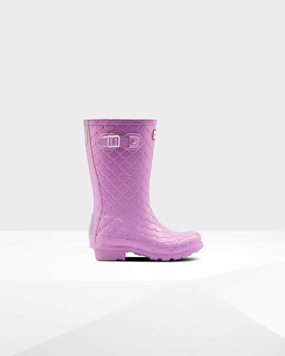 Hunter Original Big Sea Dragon Texture Kurze Gummistiefel Kinder - Hunter Stiefel Mit Mittelhohe Ros